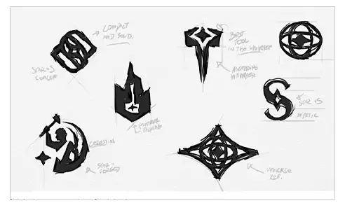 Initial sketches of logos
