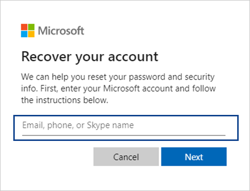 Microsoft Recovery Link Webpage